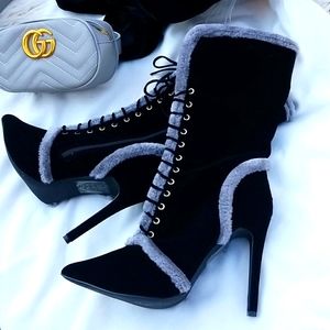 high heel velvet boots